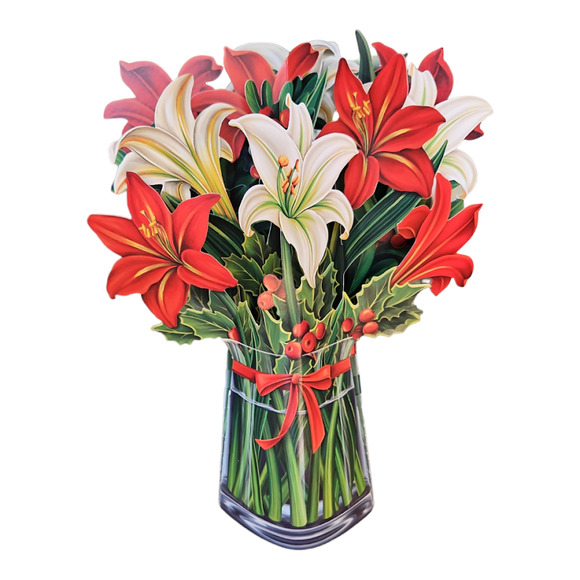 4-Pack Fresh Cut Paper Winter Lillie 3D Popup Greeting Card Note Card & Envelope - Picture 1 of 8